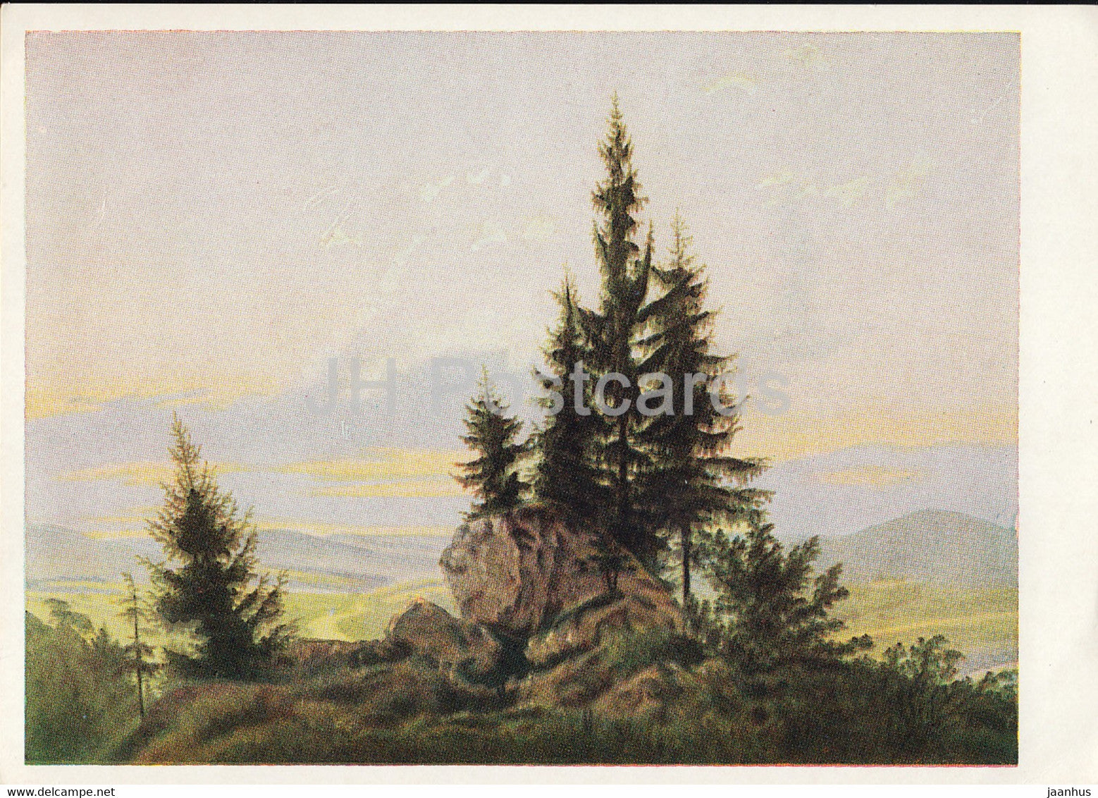 painting by Caspar David Friedrich - Ausblick in Elbtal - German art - Germany - used - JH Postcards