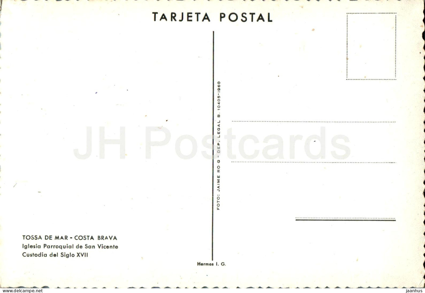 Tossa de Mar - Costa Brava - Iglesia Parroquial de San Vicente - church - old postcard - Spain - unused