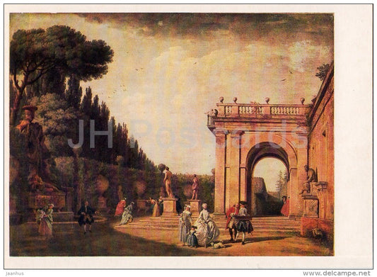 painting by Claude Joseph Vernet - View of the park Ludovisi in Rome - French art - Russia USSR - 1986 - unused - JH Postcards