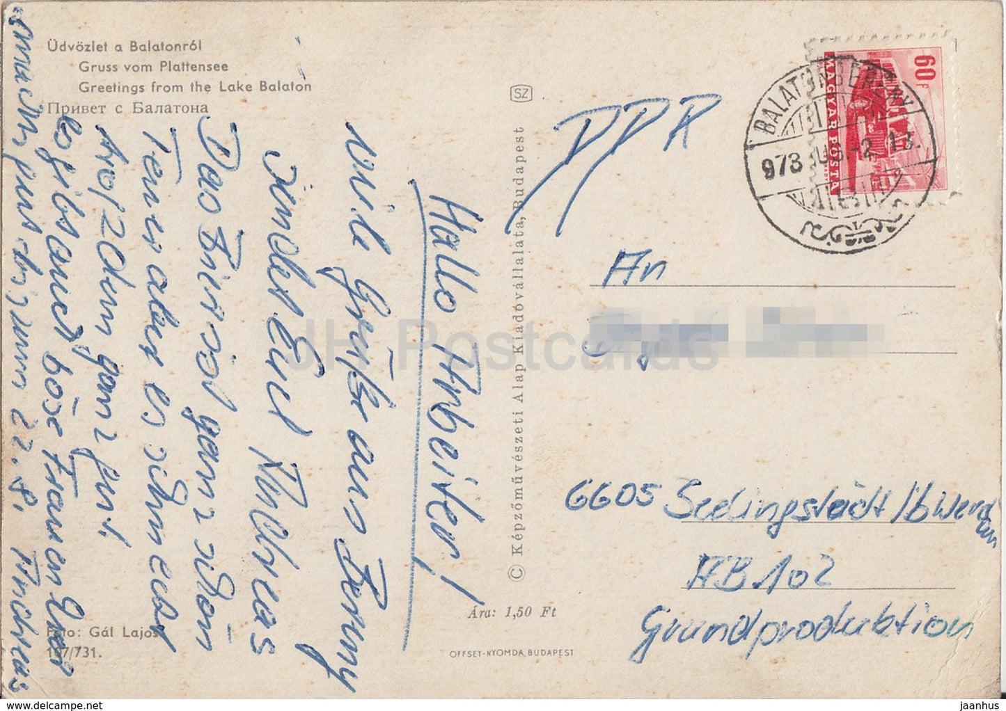 Grüße vom Plattensee - Segelboot - 1970er Jahre - Ungarn - gebraucht