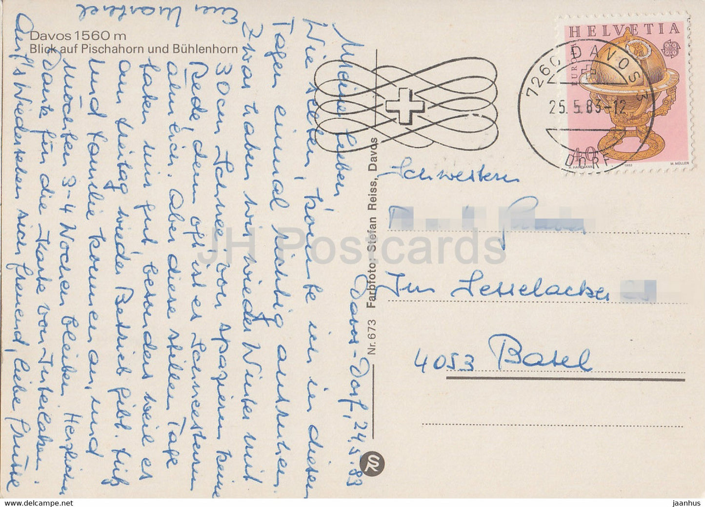 Davos 1560 m - Blick auf Pischahorn - Buhlenhorn - 673 - 1983 - Switzerland - used