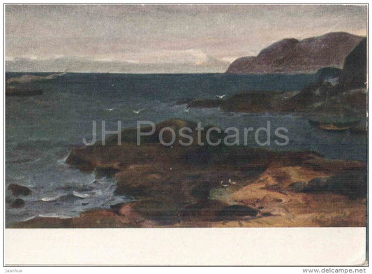 painting by V. Kraynev - Before the Storm - sea - russian art - unused - JH Postcards
