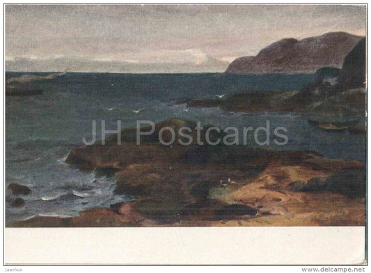 painting by V. Kraynev - Before the Storm - sea - russian art - unused - JH Postcards