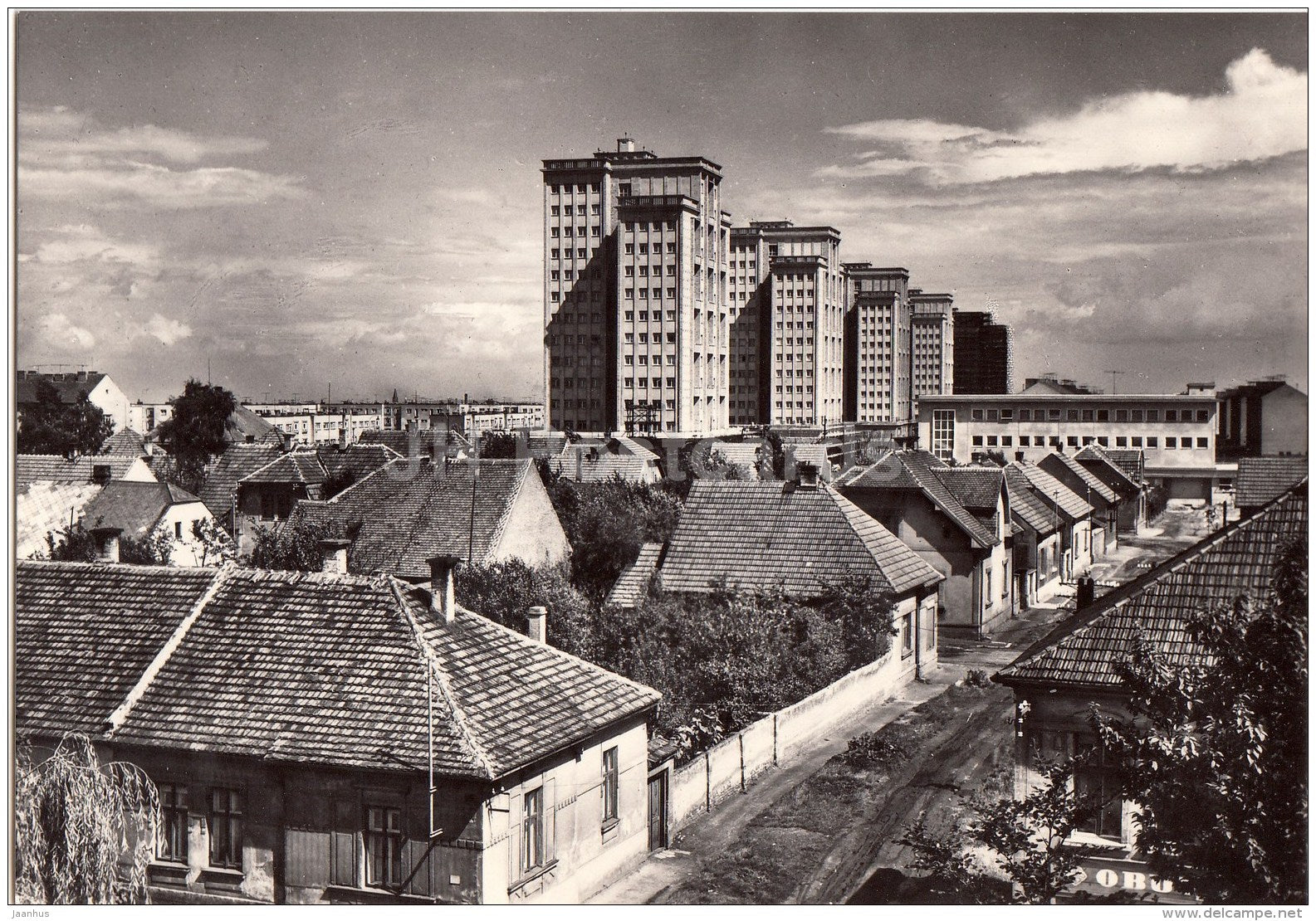 high-rise buildings on the Victory prospekt - Kladno - 1959 - Czech Republic - Czechoslovakia - unused - JH Postcards