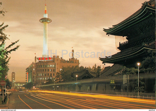 Kyoto - Night Scene of Kyoto Tower - Japan - unused - JH Postcards