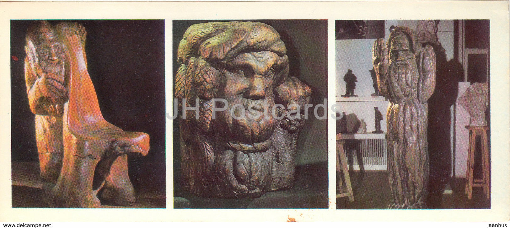 Russian sculptor S. Konenkov Museum - Alexey Makarovich chair - Old man woodsman - 1978 - Russia USSR - unused - JH Postcards
