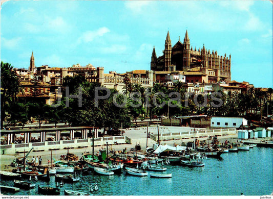 Palma de Mallorca - boat - cathedral - 73 - Spain - used - JH Postcards