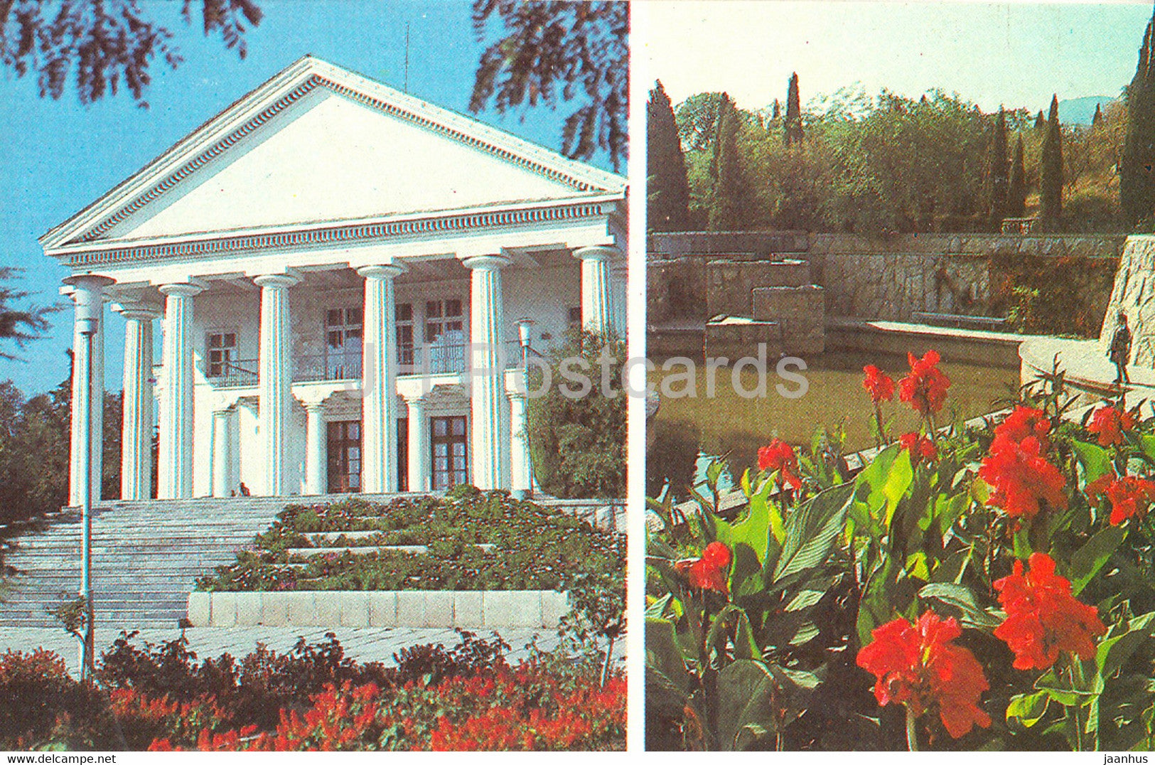 Part of Sudak Holiday House - corner in the park - Crimea - Ukraine USSR - unused - JH Postcards