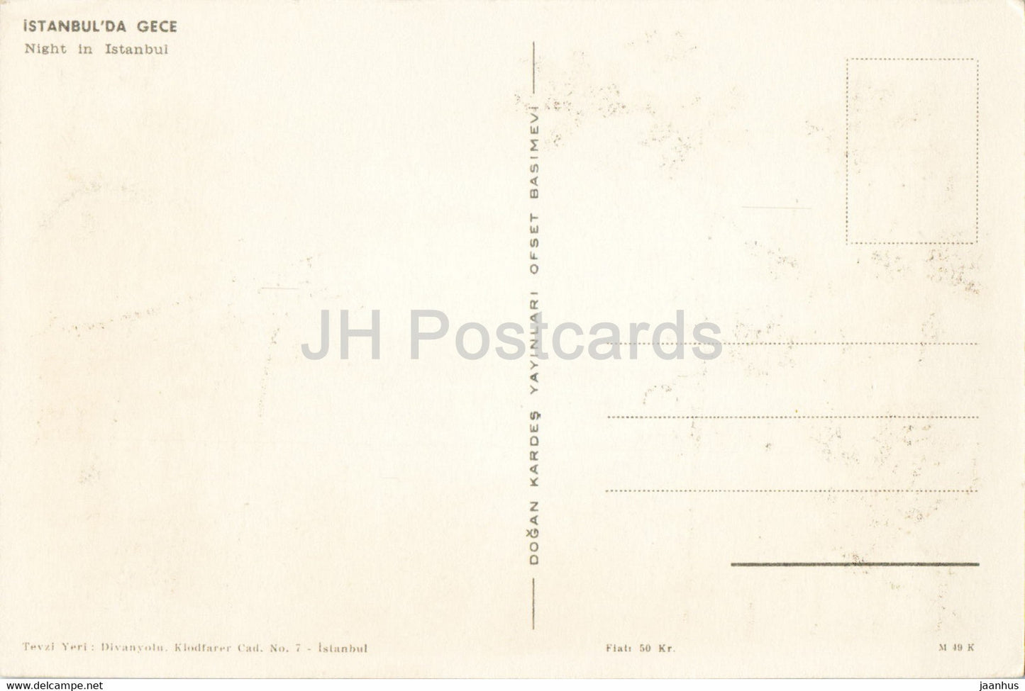 Istanbul - Night in Istanbul - illustration - old postcard - Turkey - unused