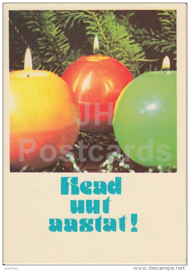 New Year Greeting Card - 2 - candles - 1978 - Estonia USSR - used - JH Postcards