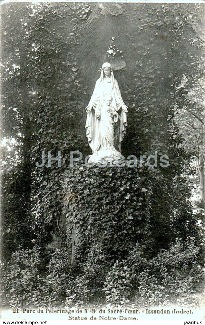 Parc du Pelerinage de ND du Sacre Cour - Issoudun - Statue de Notre Dame - 21 - old postcard - 1945 - France - used - JH Postcards