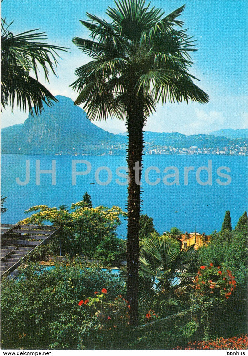 Lugano - Giardino fiorito e S. Salvatore 913 m - Flower Garden - Switzerland - unused - JH Postcards