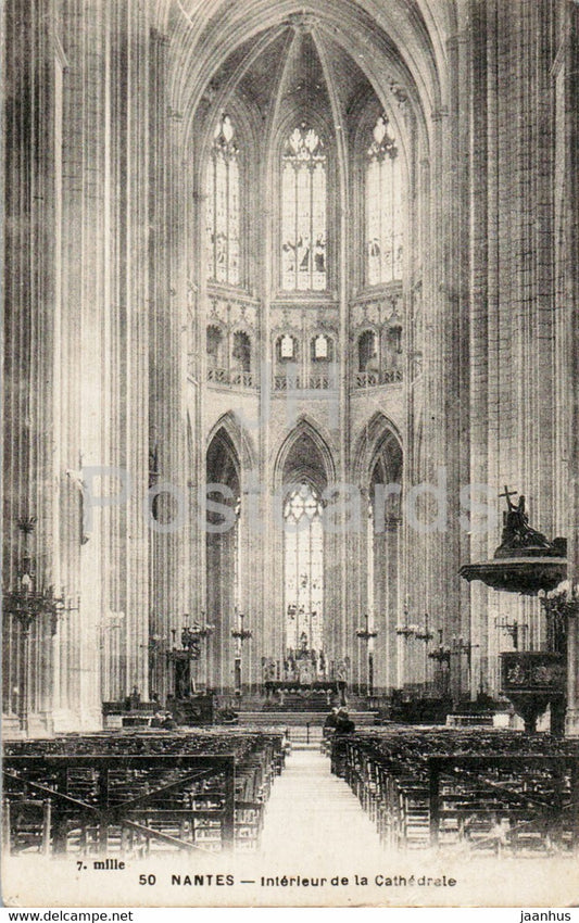 Nantes - Interieur de la Cathedrale - cathedral - 50 - old postcard - France - unused - JH Postcards