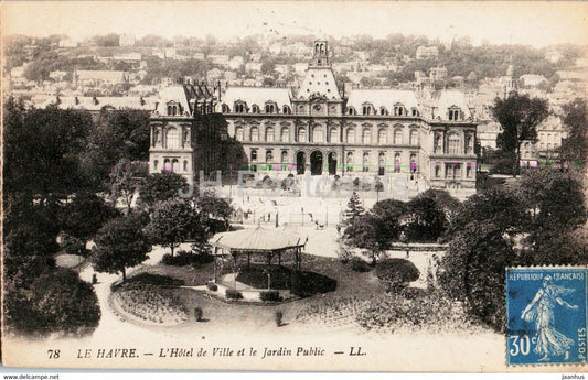Le Havre - L'Hotel de Ville et le Jardin Public - 78 - old postcard - 1926 - France - used - JH Postcards