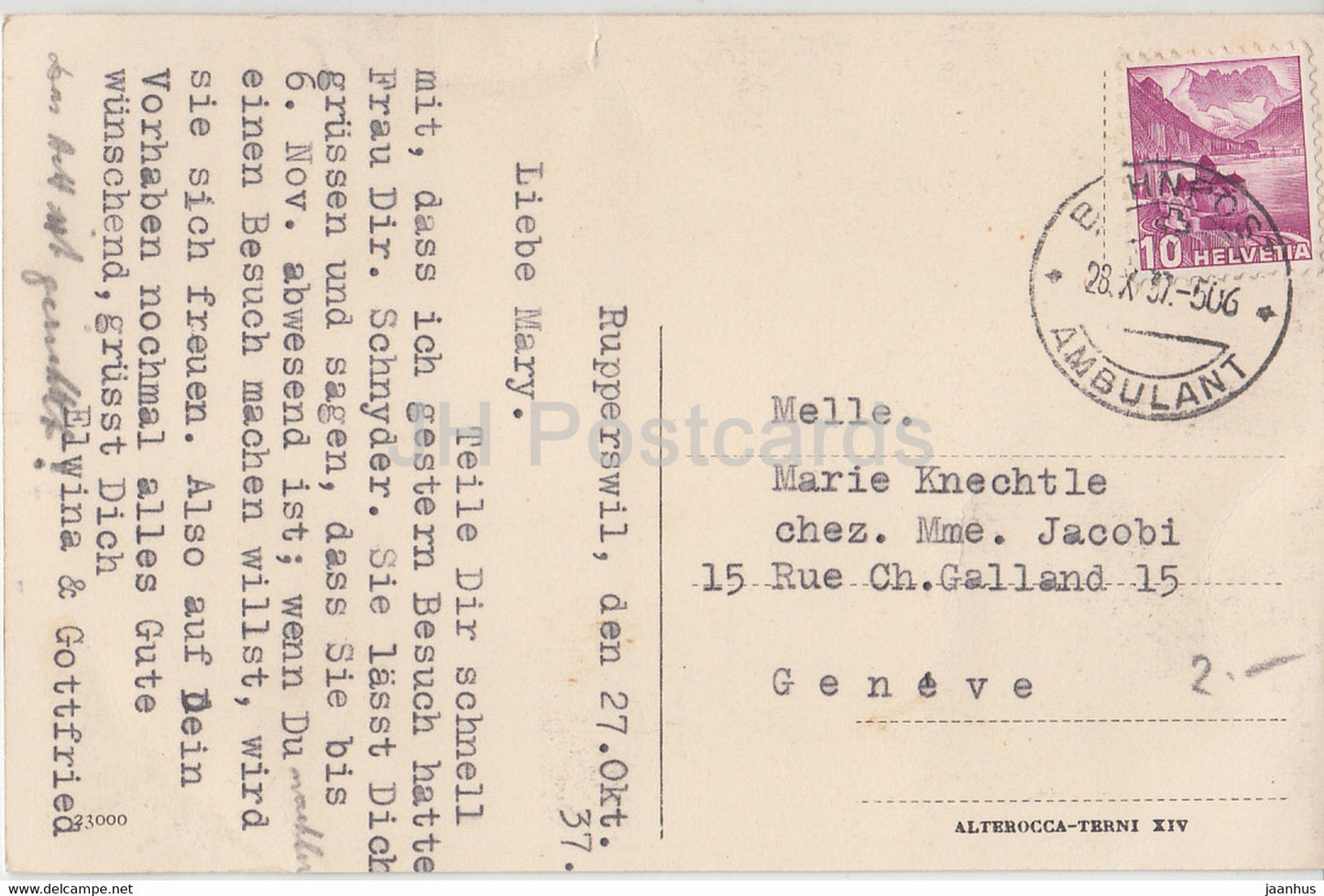 sculpture - Citta del Vaticano - Clio - Museo di Scultura - art - old postcard - 1937 - Italy - used