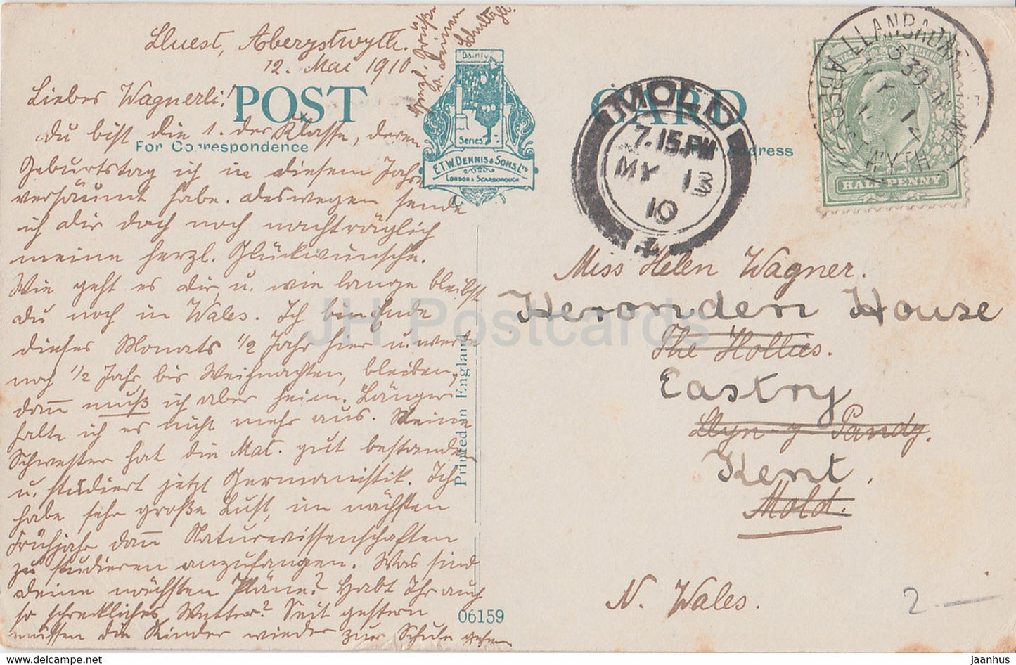 Aberystwyth - CWM Woods - old postcard - 1910 - Wales - United Kingdom - used