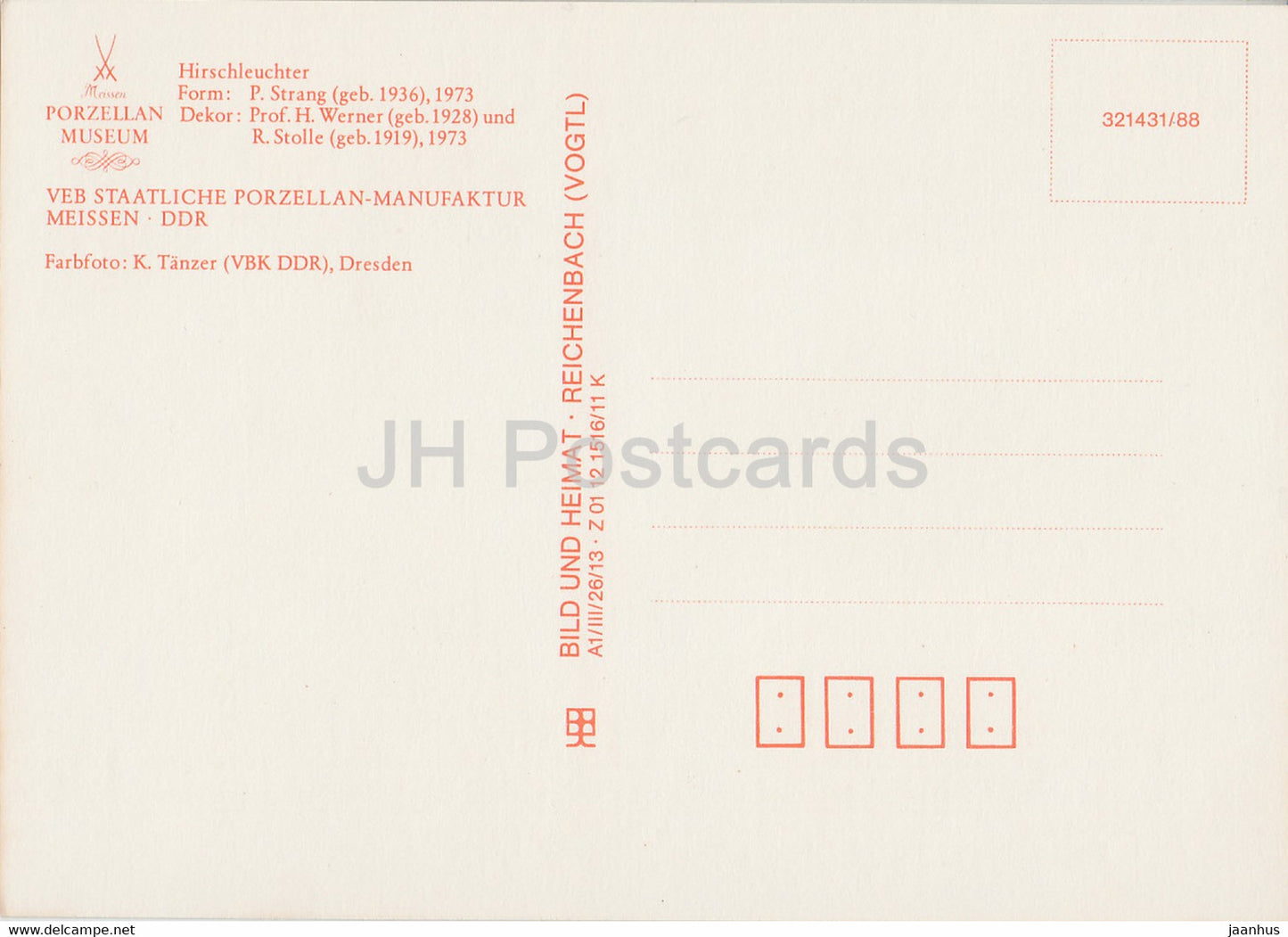 Hirschleuchter - Deer chandelier - porcelain - Porzellan Museum Meissen - DDR Germany - unused