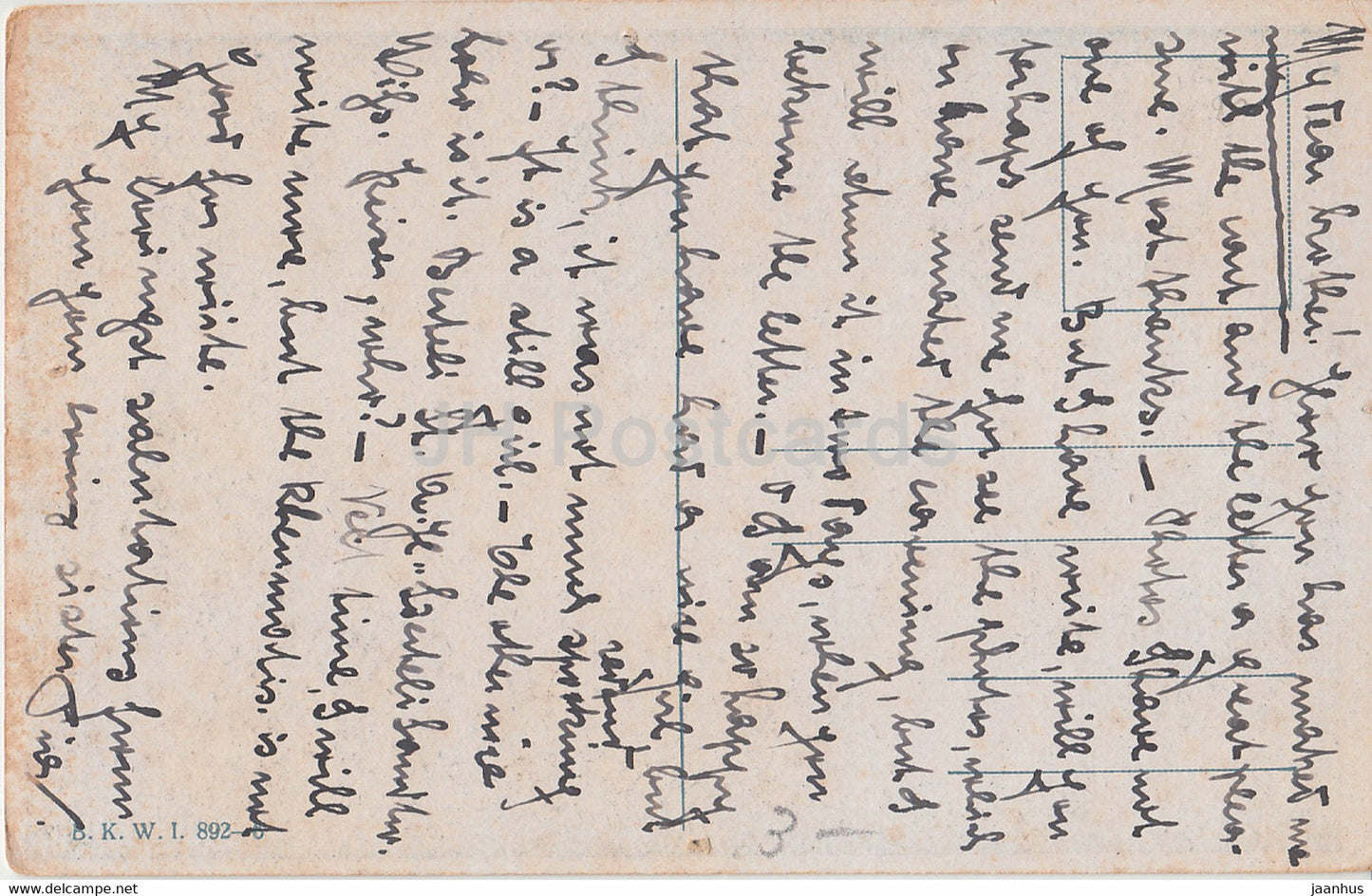 cheval noir - illustration - BKWI - carte postale ancienne - occasion