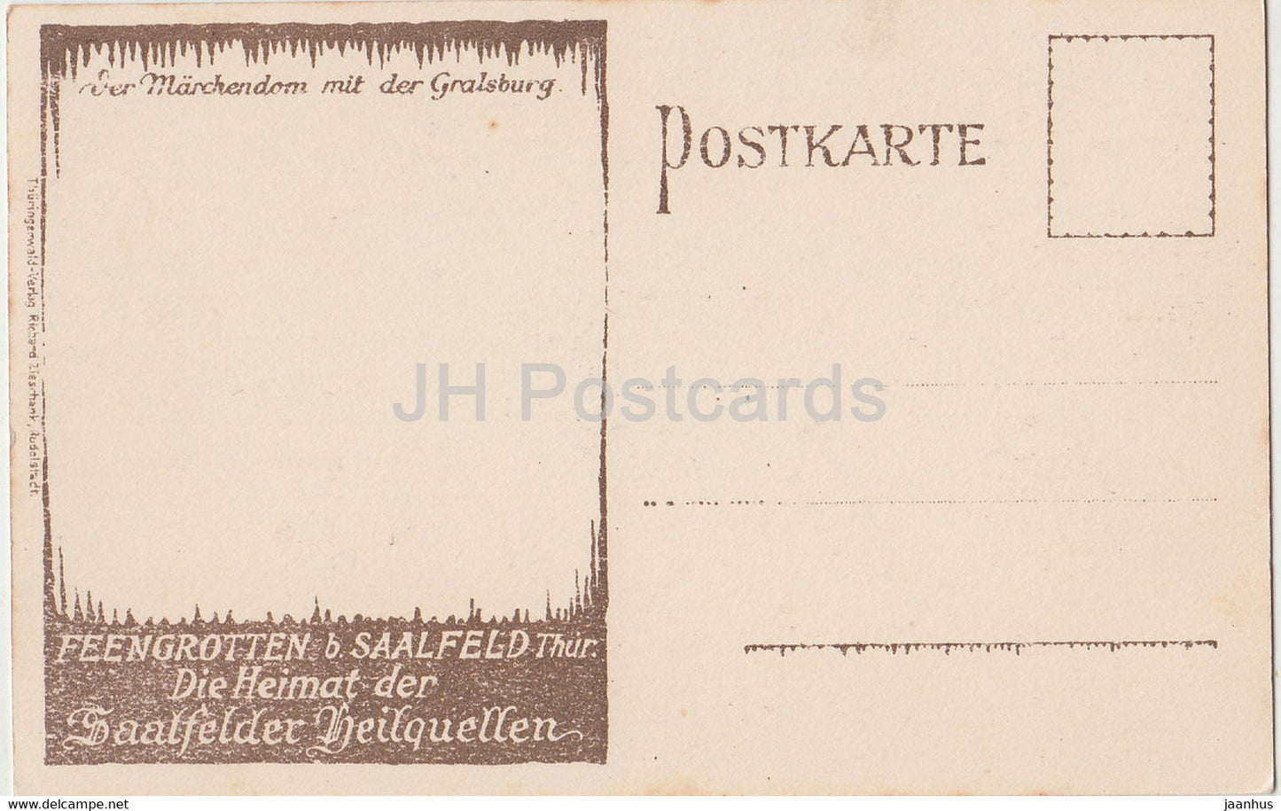 Feengrotten b Saalfeld Thur - Die Heimat der Saalfelder Heilquellen - Marchendom - carte postale ancienne grotte - Allemagne - inutilisé
