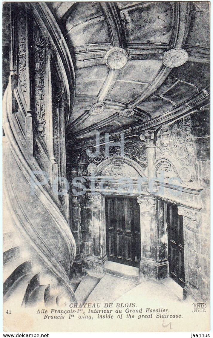 Chateau de Blois - Aile Francois Ier - Interieur du Grand Escalier - castle - 41 - old postcard - France - unused - JH Postcards