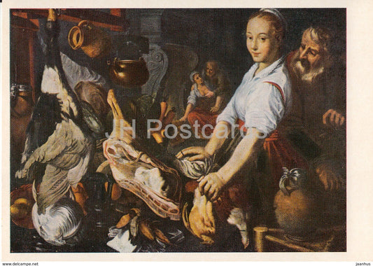 painting by Joachim Beuckelaer - In the Shop - Flemish art - 1974 - Russia USSR - unused