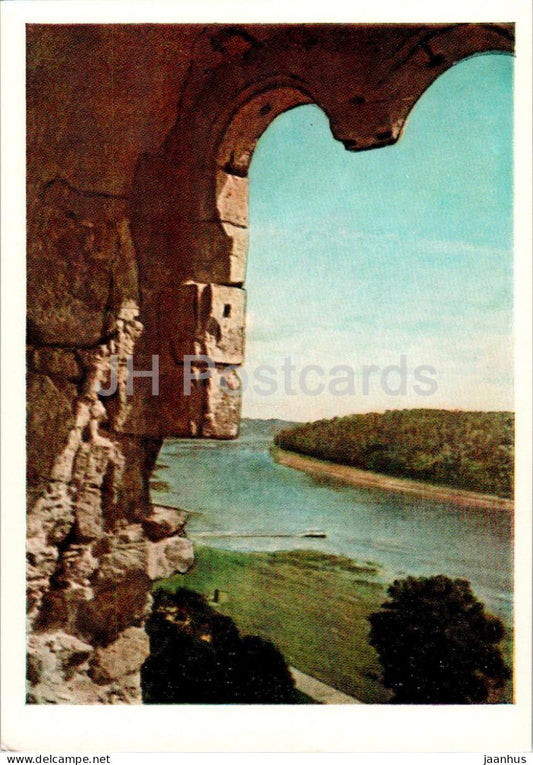 ruins of Koknese castle - old postcard - 1957 - Latvia USSR - unused - JH Postcards