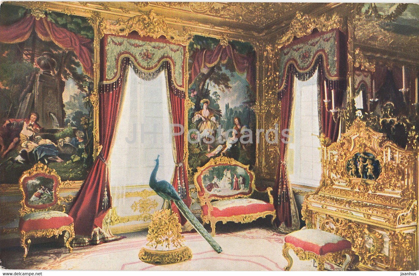 Kgl Schloss Linderhof - Westliches Gobelinzimmer - castle - 429 - old postcard - Germany - unused - JH Postcards