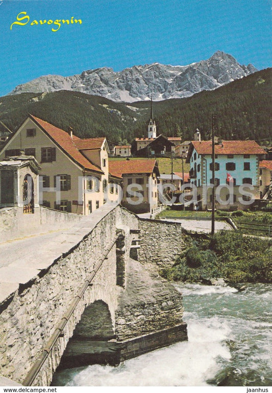 Savognin am Julierpass 1210 m mit Piz Mitgel - 1978 - Switzerland - used - JH Postcards