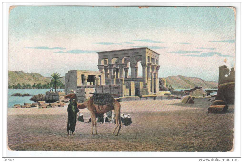 Temple ruins - camel - T. E. L. 945 - Egypt - old postcard - used - JH Postcards