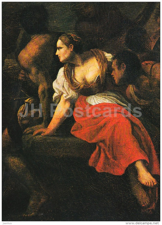 painting by Karel Skreta - Jacob Visiting Laban , Lea , fragment - Czech art - large format card - Czech - unused - JH Postcards