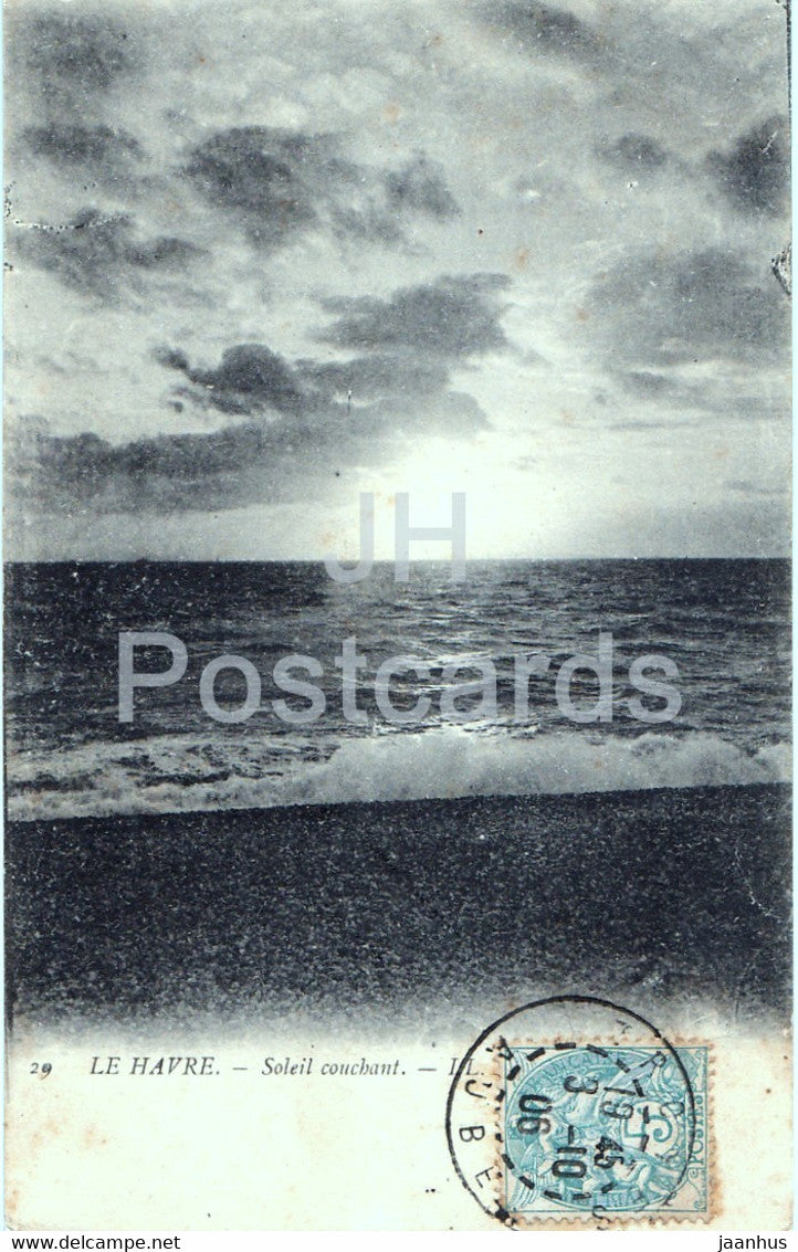 Le Havre - Soleil couchant - 29 - old postcard - 1906 - France - used - JH Postcards