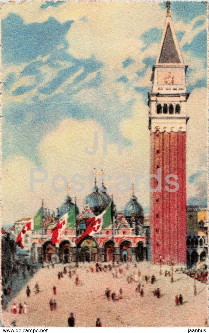 Venezia - Venice - Piazza e Basilica di S Marco - illustration - 19 - old postcard - Italy - unused - JH Postcards