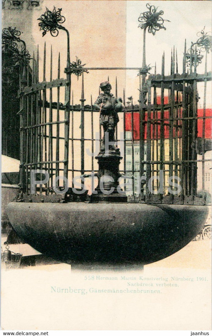 Nurnberg - Nuremberg - Gansemannchenbrunnen - 1901 - old postcard - Germany - unused - JH Postcards
