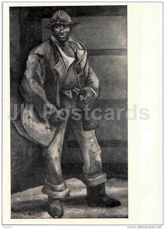 painting by Roger Somville - Miner from Borinage - Belgian art - Belgium - 1957 - Russia USSR - unused - JH Postcards