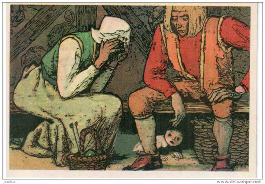 Tom Thumb - parents mourn - Fairy Tale by Charles Perrault - 1976 - Russia USSR - unused - JH Postcards