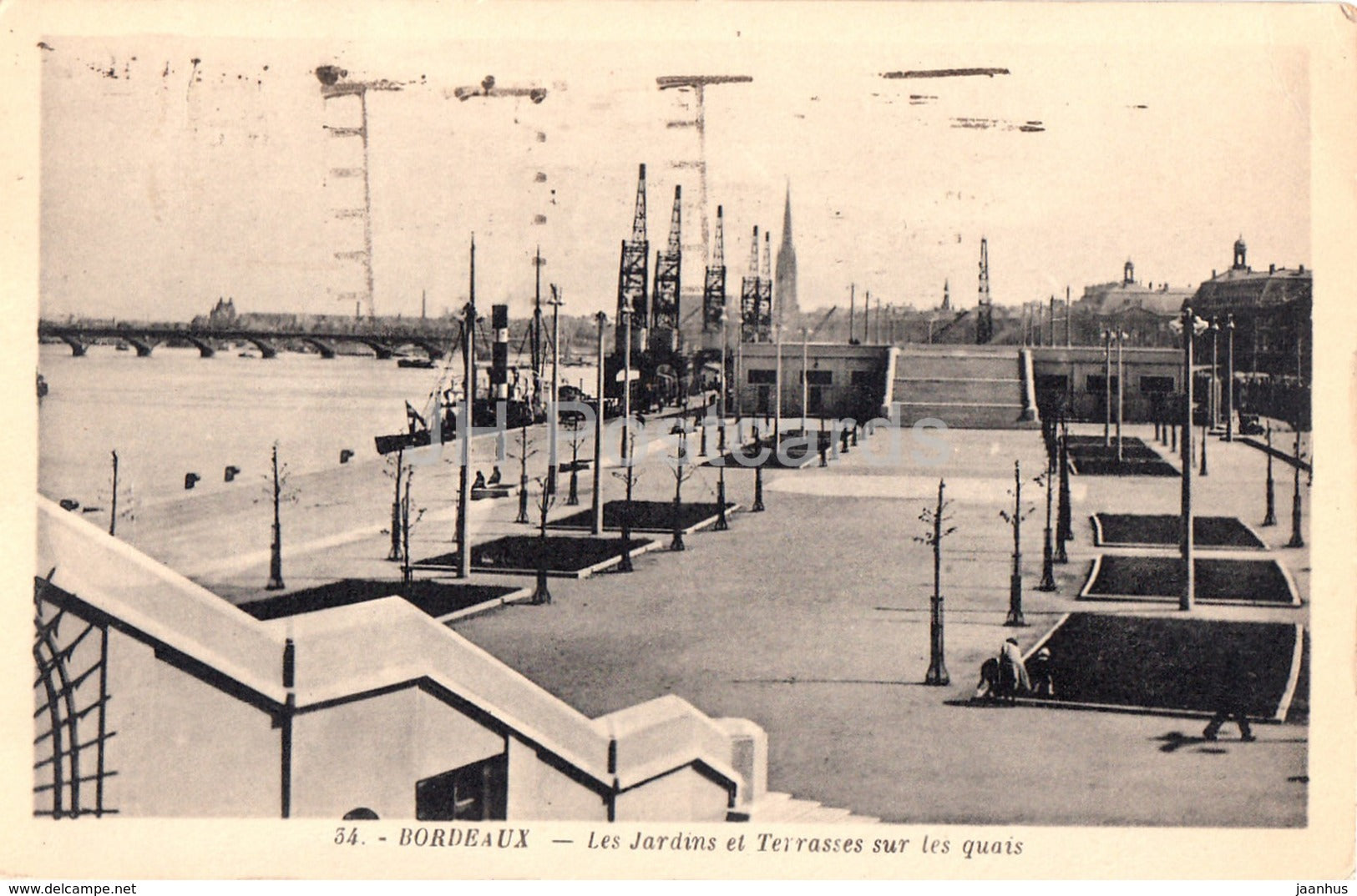 Bordeaux - Les Jardins et Terrasses sur les quais - 34 - old postcard - 1937 - France - used - JH Postcards