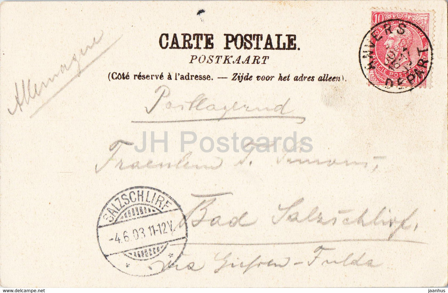 Anvers - Anvers - L Athénée - calèche - carte postale ancienne - 1903 - Belgique - utilisé