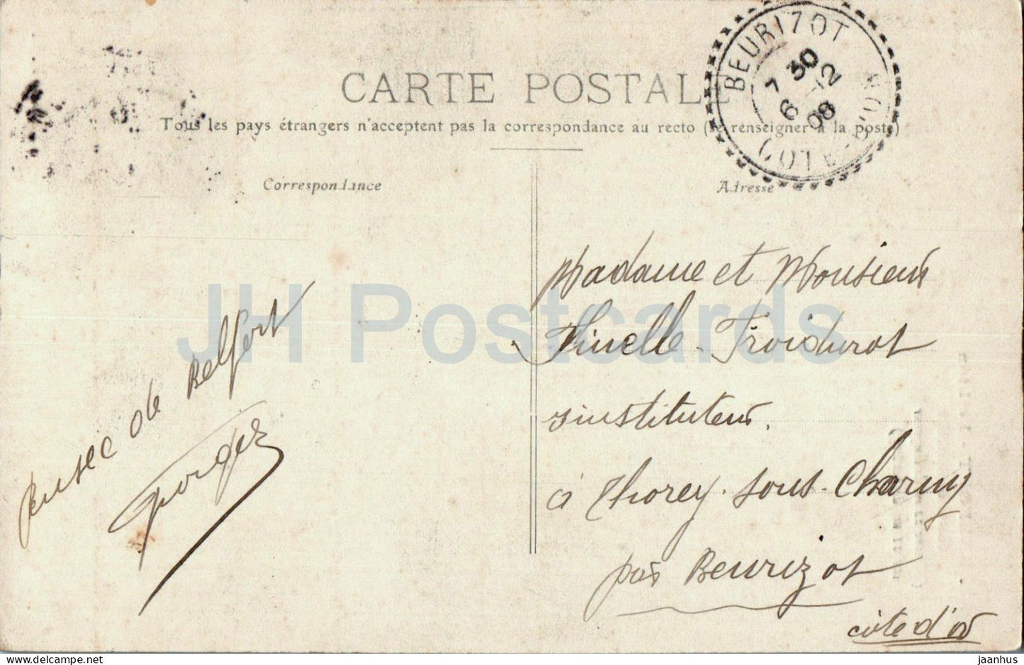 Belfort - Le Lion - Euvre de Bartholdi - Tiere - Löwe - 33 - alte Postkarte - 1908 - Frankreich - gebraucht