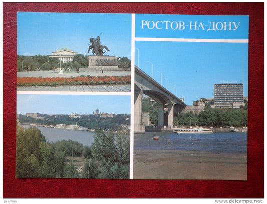 monument - city view - bridge - Rostov-on-Don - Rostov na Donu - 1981 - Russia USSR - unused - JH Postcards