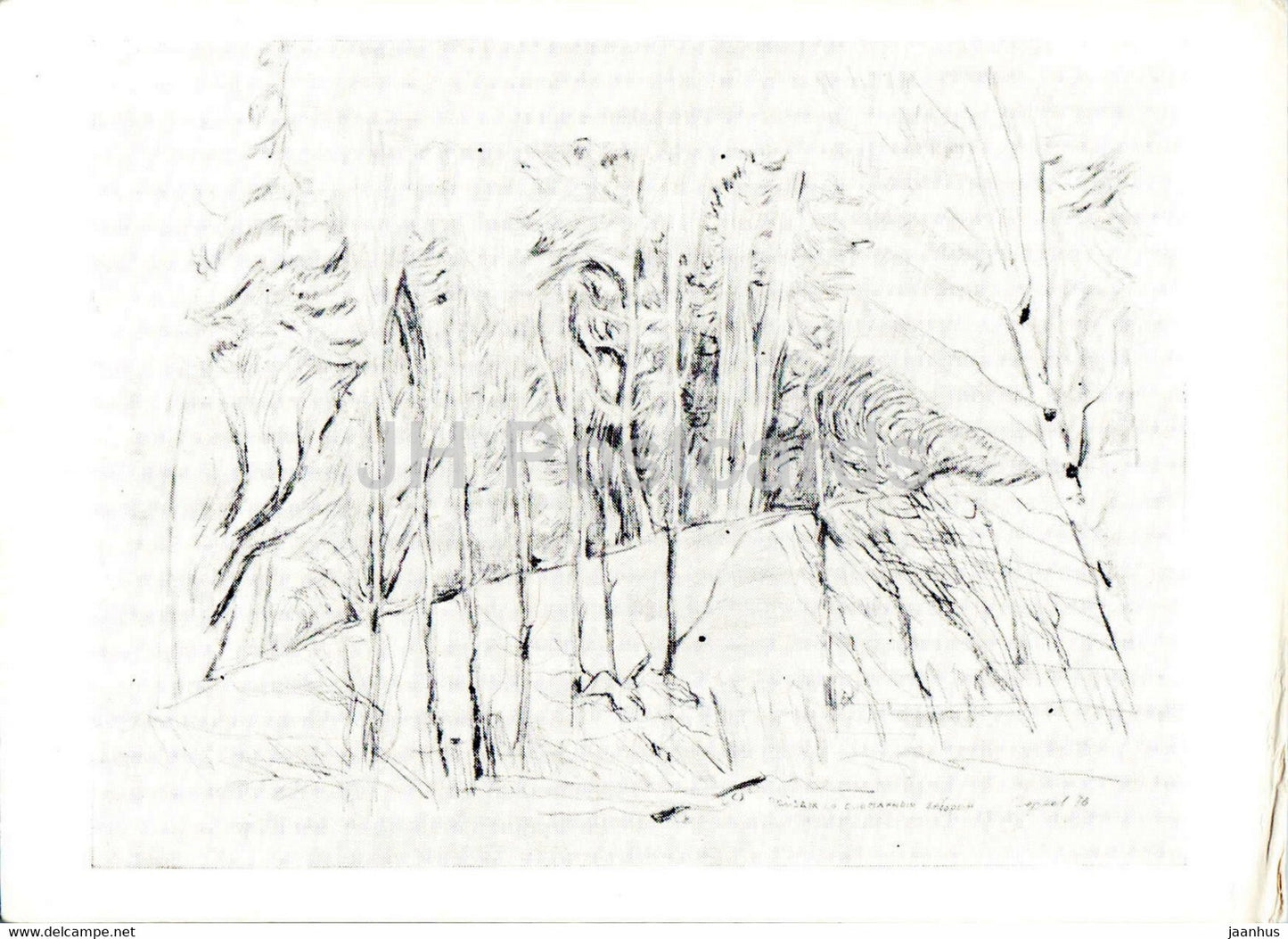 illustration by V. Goryaev - Landscape with a broken fence - Russian art - Russia USSR - unused - JH Postcards