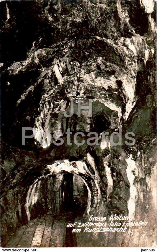 Grosse Weitung auf Zwitterstock - riefen Erbstollen am Kunstschacht - cave - old postcard - Germany - unused - JH Postcards