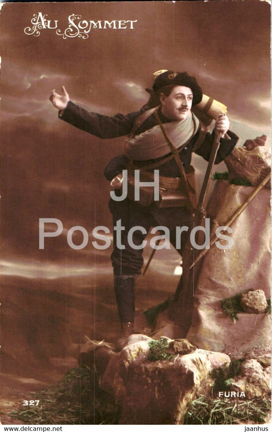 Au Sommet - soldier - military - 327 - FURIA - old postcard - 1915 - France - used - JH Postcards