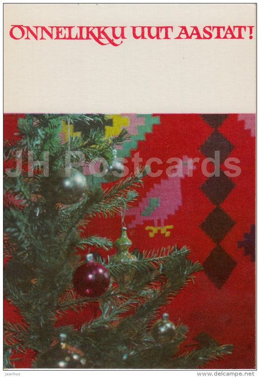 New Year Greeting Card - decorations - 1974 - Estonia USSR - used - JH Postcards