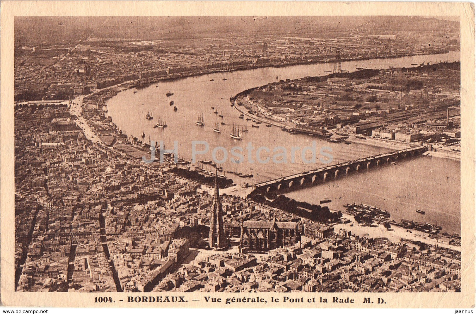 Bordeaux - Vue Generale le Pont et la Rade - 1004 - old postcard - 1939 - France - used