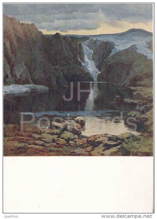 painting by I. Titkov - Altai . Karakol lake - russian art - unused - JH Postcards