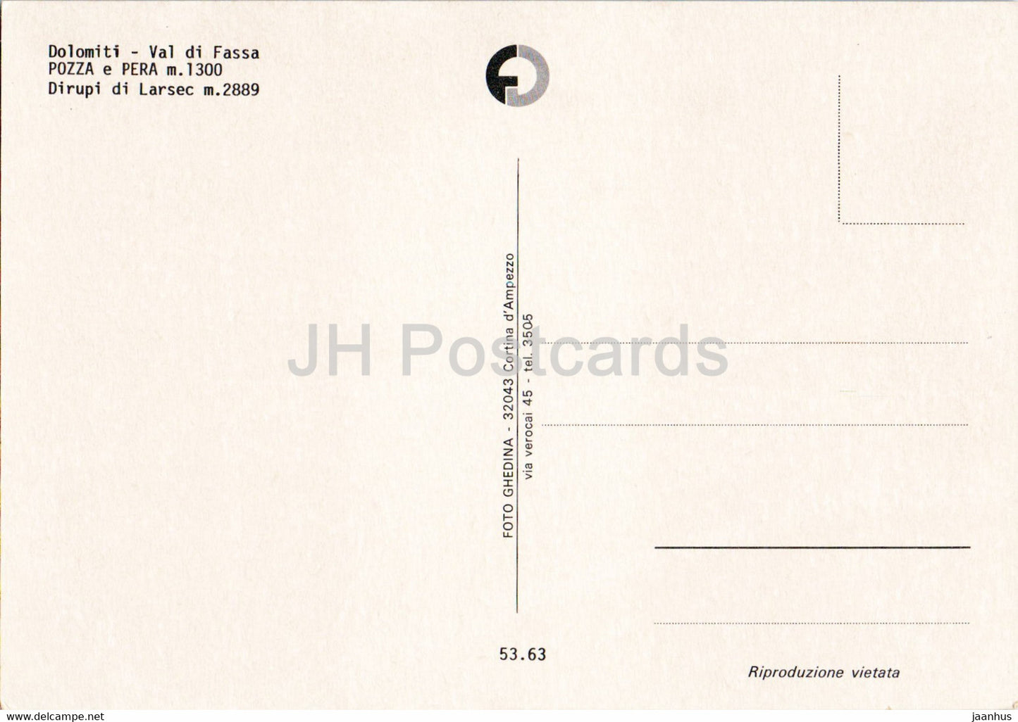 Val di Fassa - Dolomiti - Pozza - Pera - Dirupi di Larsec - Italy - unused