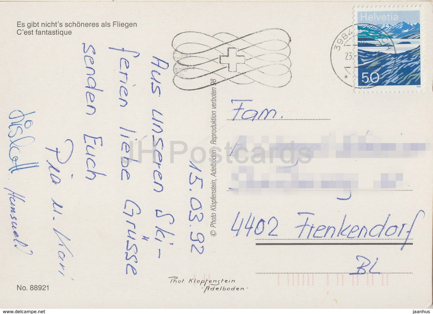 Parachutisme - parachute - 1992 - Suisse - d'occasion