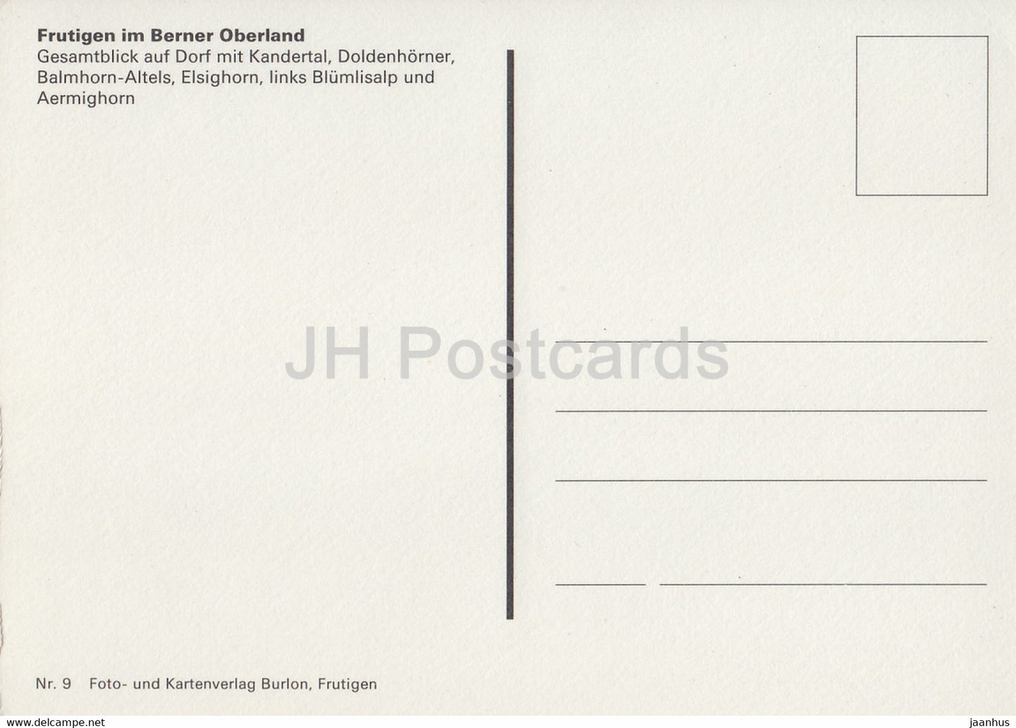 Frutigen im Berner Oberland - Kandertal - Doldenhorner - Balmhorn Altels - Elsighorn - 9 - Switzerland - unused