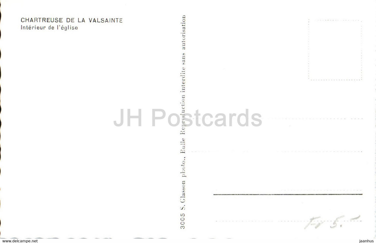 Chartreuse de la Valsainte - Interieur de l'eglise - Innenraum der Kirche - 3005 - alte Postkarte - Schweiz - unbenutzt