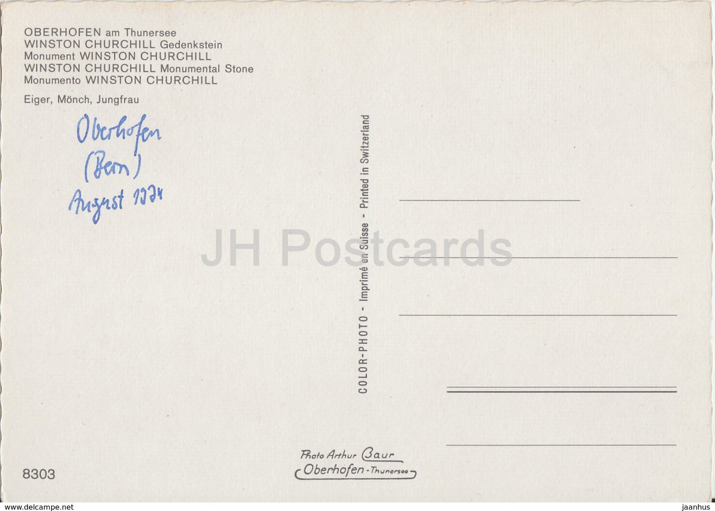 Oberhofen am Thunersee - Winston Churchill Gedenkstein - monument - 8303 - 1974 - Switzerland - used